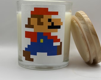 Gaming Candle - Throwback 8bit Mario - Handmade Soy Wax Candle - CandleNerdery