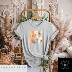 水彩花柄Tシャツ：鮮やかなアートTシャツ、ユニセックスハンドメイドシャツ