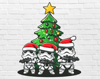 Christmas Star Wars PNG | Star Wars Christmas PNG | Star Wars Christmas Tree PNG Stormtroopers With Santa Hat Png Clipart Darth Vader Png