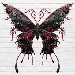 Gothic Butterfly PNG #9 | Monarch Butterfly Tattoo PNG | Skull Png | Whimsical Butterfly PNG Flying | Watercolor Retro Simple