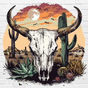 Cráneo de vaca PNG / Cráneo de vaca Cactus PNG / Cactus PNG / Occidental Png / Retro Desierto Png / Viejo Vaquero Png / Texas Png / Mexicano Png Cráneo de Toro Png