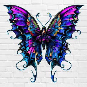 Gothic Butterfly PNG #14 | Monarch Butterfly Tattoo PNG | Skull Png | Whimsical Butterfly PNG Flying | Watercolor Retro Simple