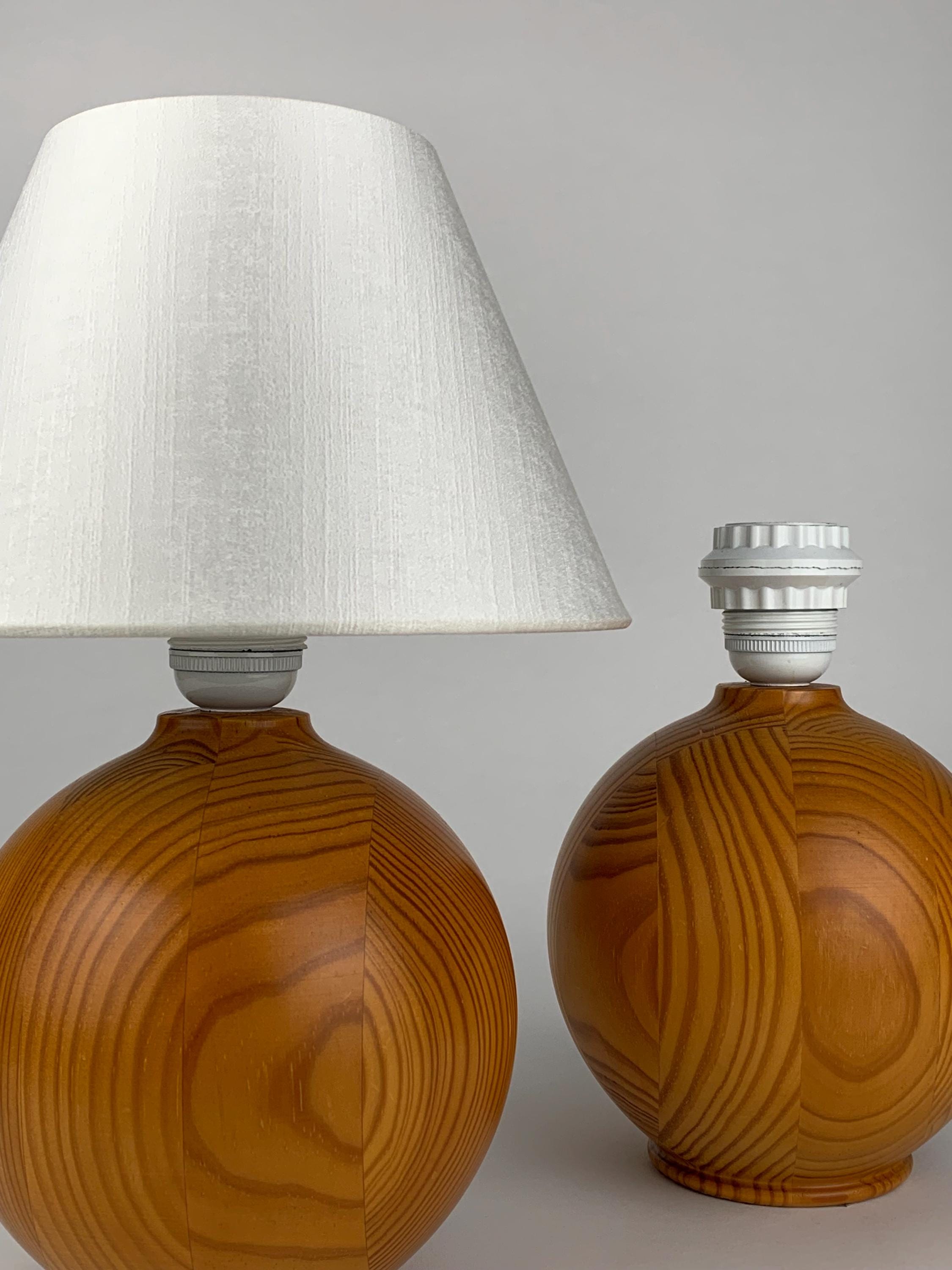 Vintage IKEA Pine Wood Table Lamps – Scandinavian Modern Design