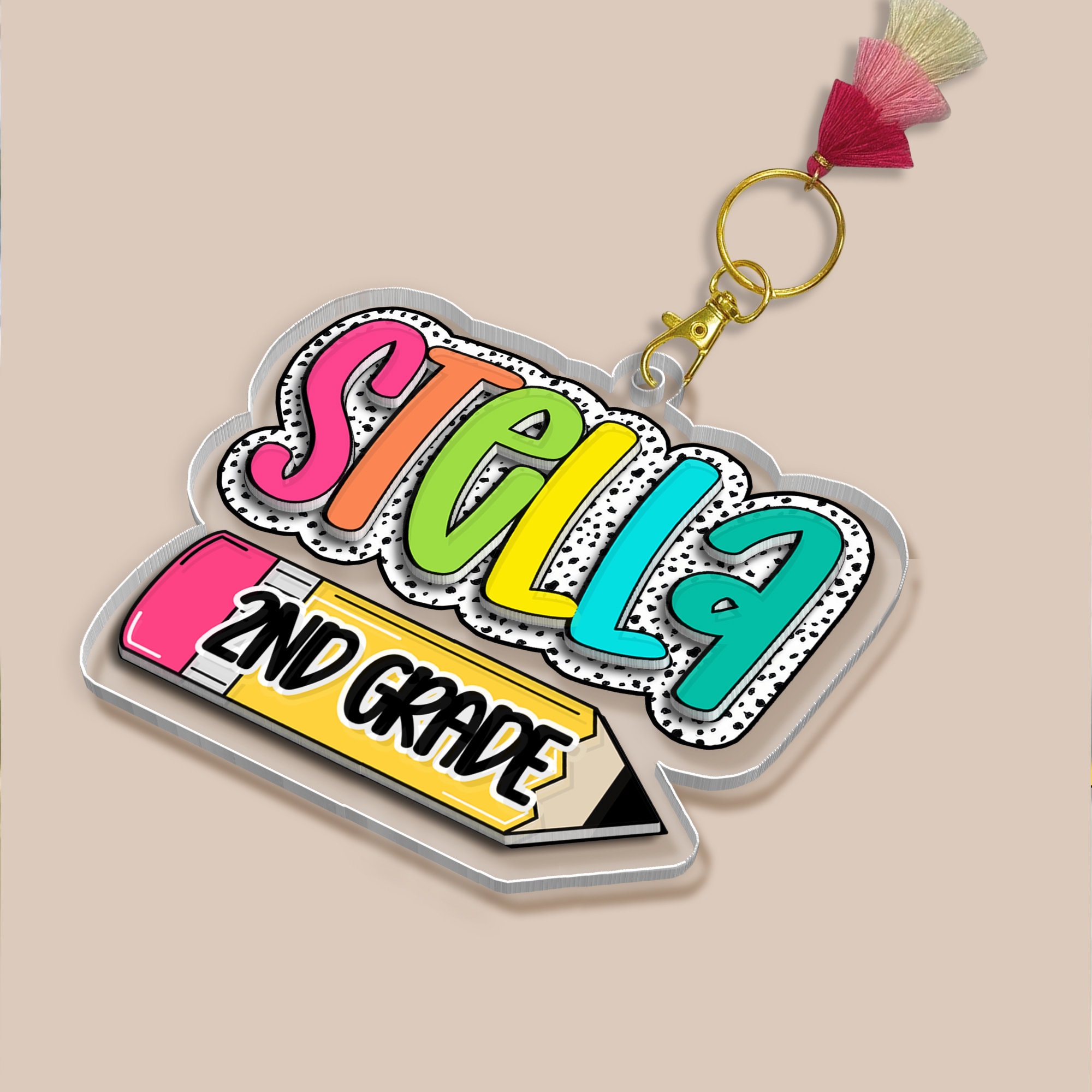 Personalized Kids Name Keychain, Back to School Kids Gift, Backpack Kids Name Tag, Custom Backpack Name Keychain, First Day of School Gifts