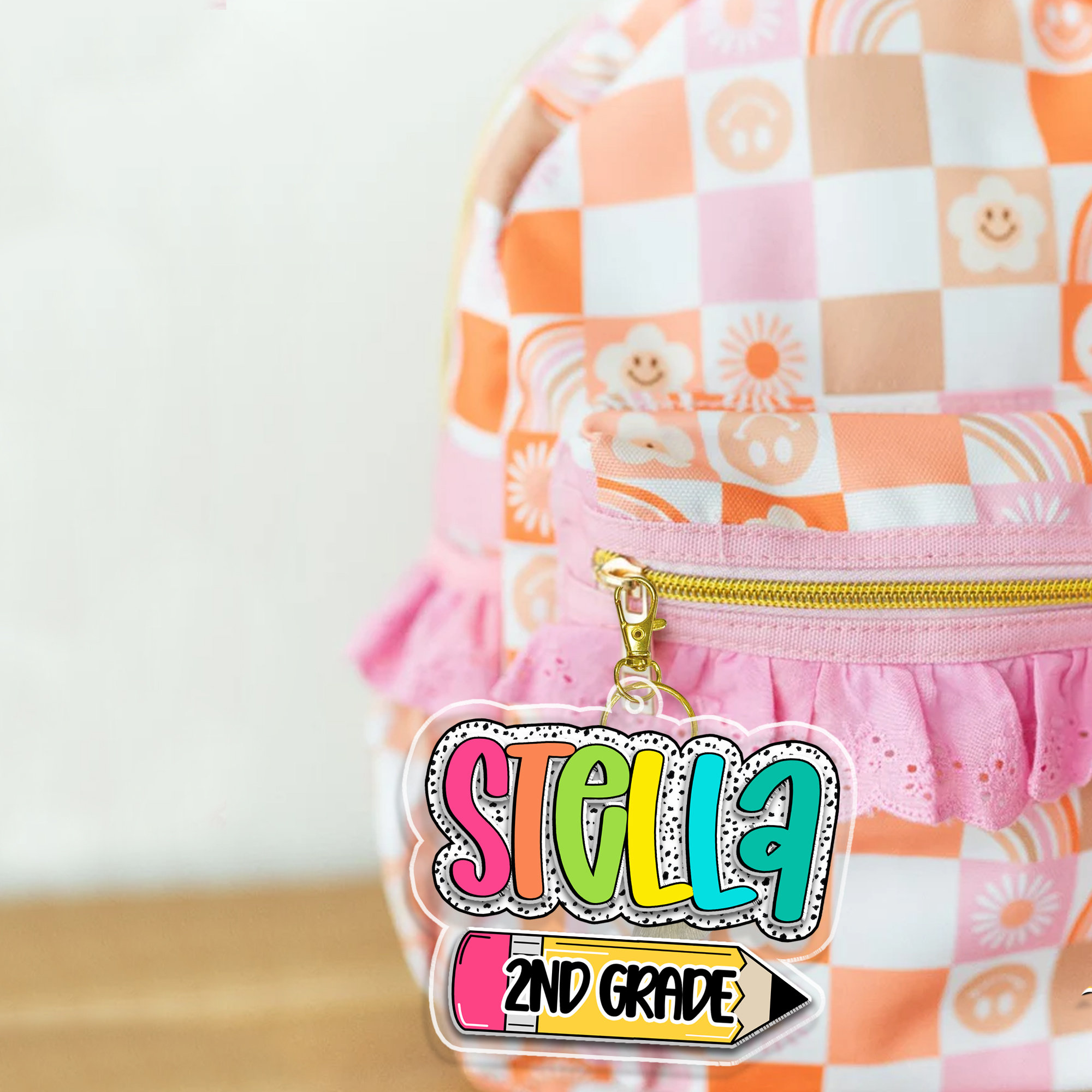 Personalized Kids Name Keychain, Back to School Kids Gift, Backpack Kids Name Tag, Custom Backpack Name Keychain, First Day of School Gifts