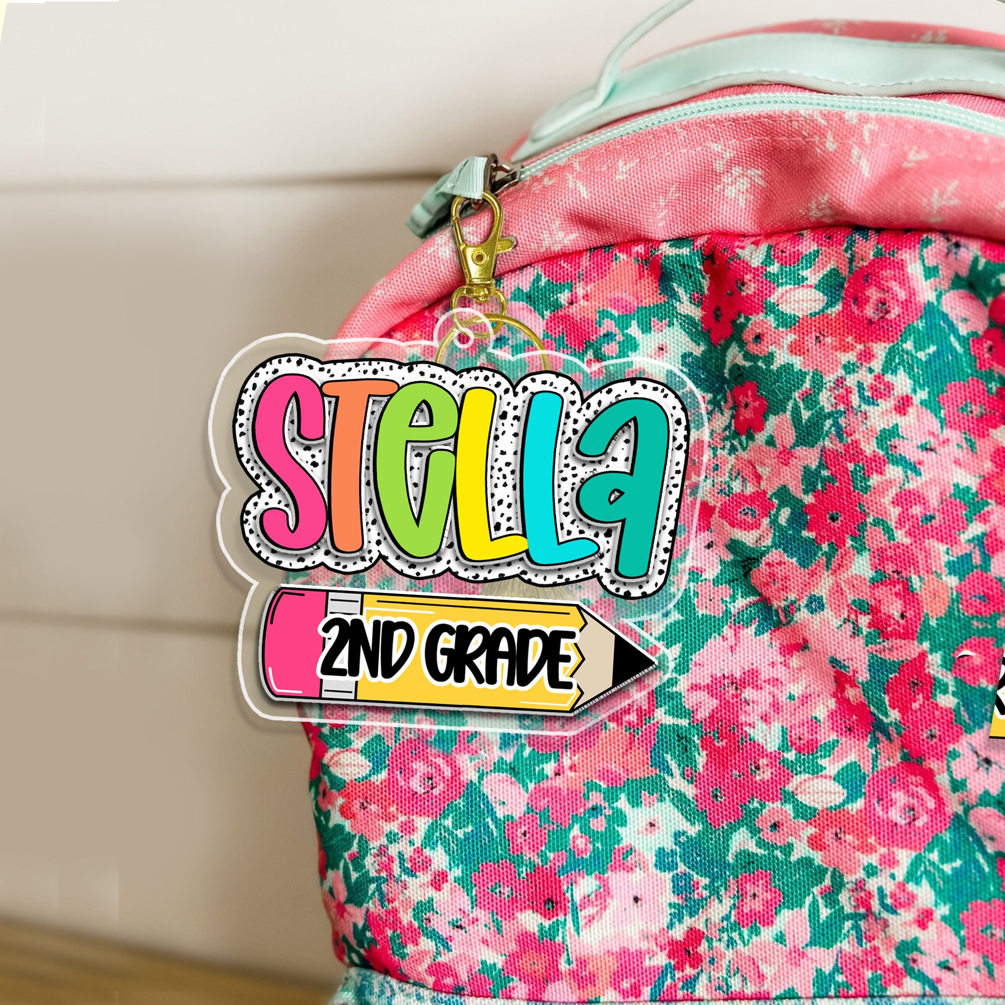 Personalized Kids Name Keychain, Back to School Kids Gift, Backpack Kids Name Tag, Custom Backpack Name Keychain, First Day of School Gifts