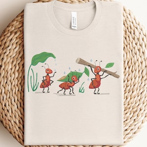 EMBROIDERED Ant T-shirt, Cute Working Ants Sweatshirt, Ant Nature Embroidery Crewneck, Fun Bug Lover Gift for Outdoorsy Souls, Ant Love