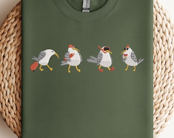 Embroidered Seagull Sweatshirt – Funny Beach Birds, Coastal Vibe