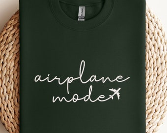 Embroidered Airplane Mode Sweatshirt, Travel Gift