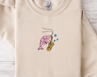 Embroidery Shrimp Shirt, Embroidered Shrimp Dad Shirt, Fathers Day Shirt, Shrimp T-Shirt, Shrimp Lover Shirt, Sea Food Lover,Musician Shrimp