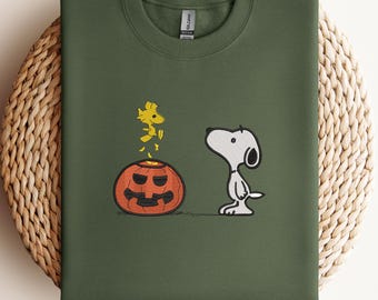 EMBROIDERED Halloween Dog, Embroidered Dog Shirt, Embroidered Halloween Hoodie, Embroidery Dog ,Dog and Bird Shirt, Halloween Gift