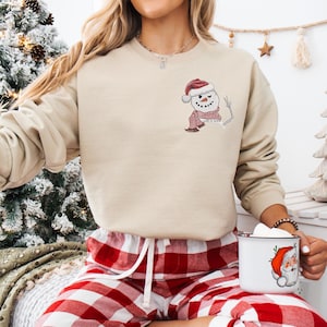 Embroidered Christmas Snowman Sweatshirt, Christmas Sweatshirt, Snowman Shirt, Snowman T-Shirt,Christmas Crewneck,Christmas Shirts for Women