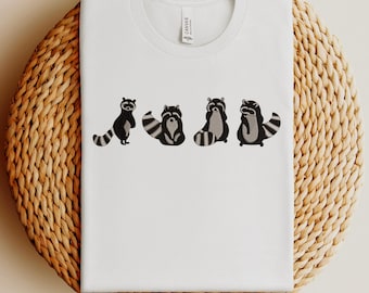 Embroidered Raccoon Sweatshirt, Cute Crewneck Sweater, Feral But Cute