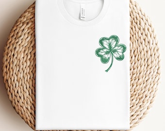 Embroidered Clover St Patricks Day Sweatshirt, Irish Shirt