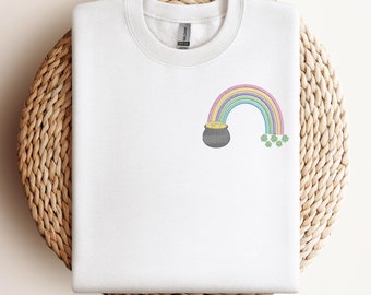 Embroidered Rainbow Shamrock St Patrick's Day Sweatshirt