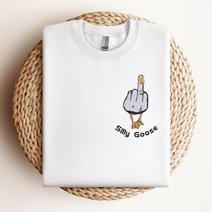 EMBROIDERED GOOSE BUMPS Sweatshirts, Goose Bumps Embroidery Crewneck, Funny Sweatshirts, Unisex Goose Embroidered, Animal Crewneck
