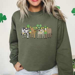 Embroidered Cow St Patricks Sweatshirt,St Patricks Day Cow Shirt,Funny St Patricks Day Tshirt, Lucky Cow Shirt,Cow Lover Gift, Irish Sweater