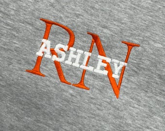 Embroidered Nurse Sweatshirt, Athletic Block Font, Gemma Pullover