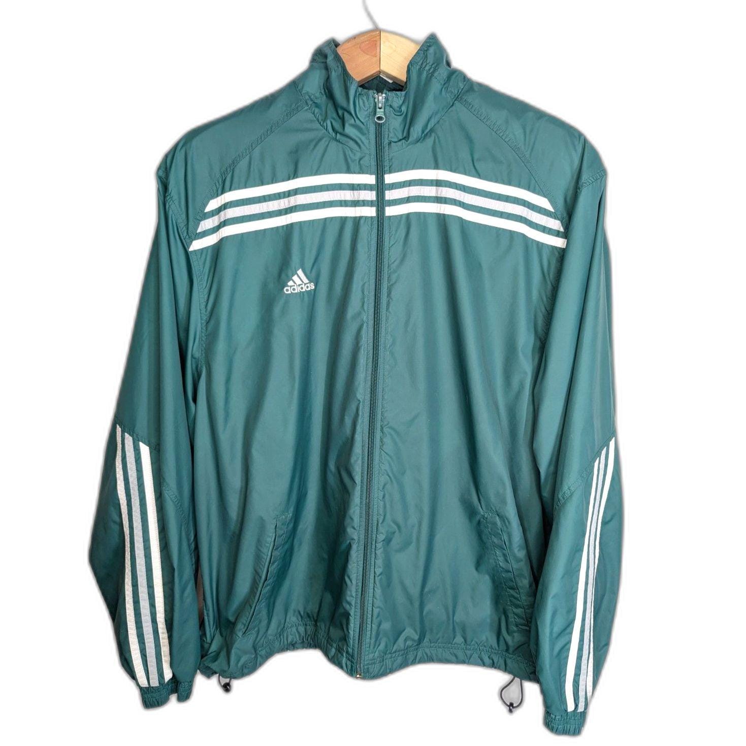 Adidas Green With White Stripe Jacket - Etsy