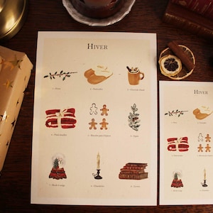 Pack complet Collection Hiver Festif : affiche, cartes, bloc-notes, etc illustrations Noël vintage