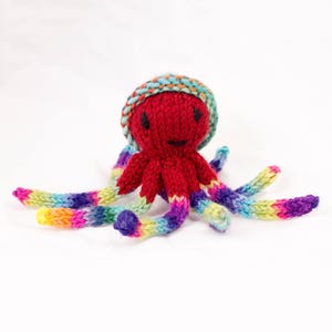 Octopus with Socks and Hat Hand Knit Mini Doll Multi Color image 1