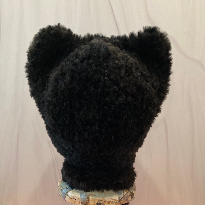 Black Bear Hat in Hand Knit Luxe Faux Fur image 6