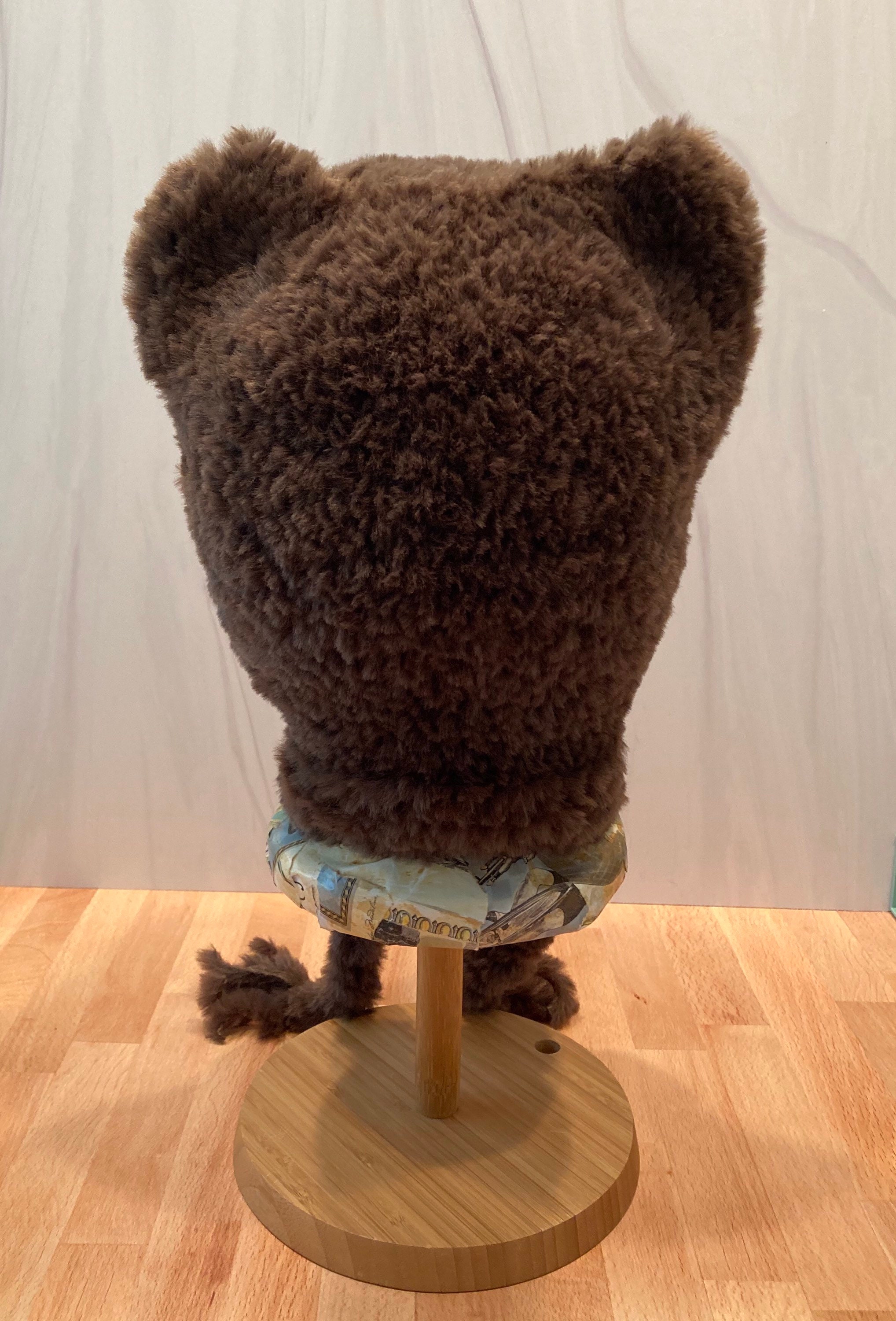Hand Crafted Plushie Bear Hat with Fluffy Ears OOAK ITEM Faux Fur Cotton Yarn maxresdefault.jpg main image 4