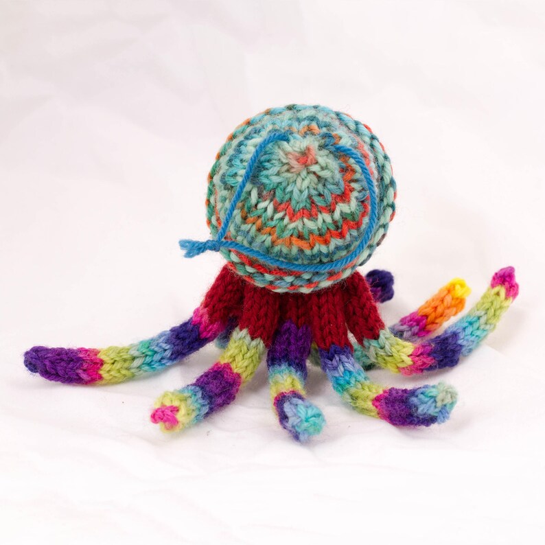 Octopus with Socks and Hat Hand Knit Mini Doll Multi Color image 5