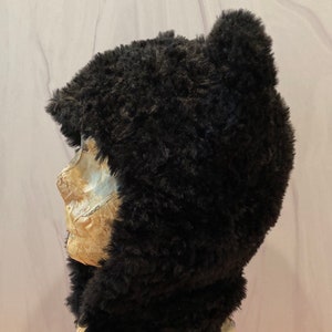 Black Bear Hat in Hand Knit Luxe Faux Fur image 2