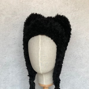 Black Bear Hat in Hand Knit Luxe Faux Fur image 4