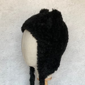 Black Bear Hat in Hand Knit Luxe Faux Fur image 5