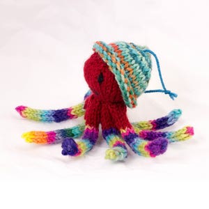 Octopus with Socks and Hat Hand Knit Mini Doll Multi Color image 4