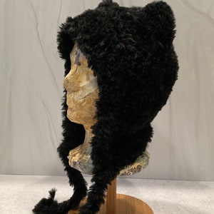 Black Bear Hat in Hand Knit Luxe Faux Fur image 3