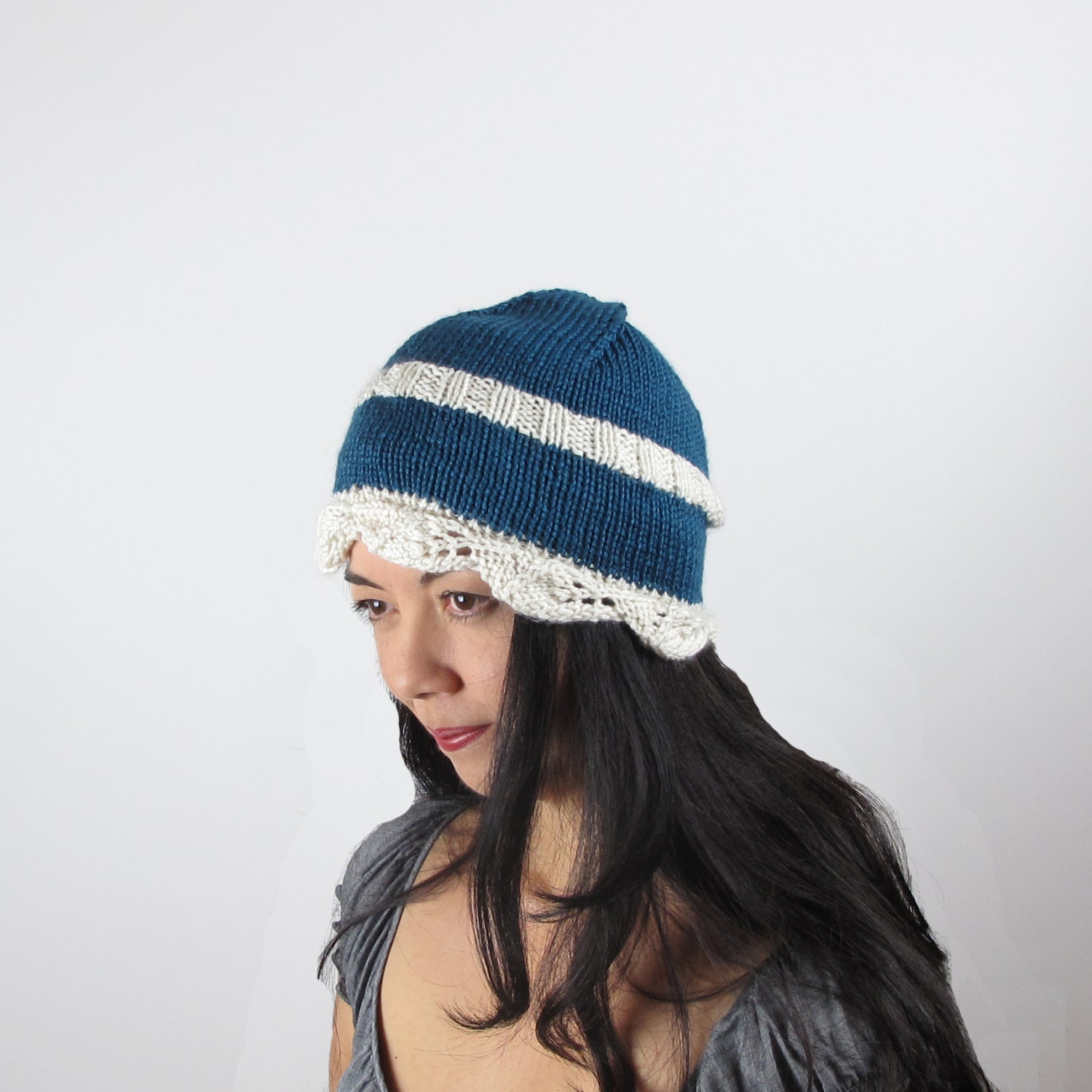 Trix Wood Millinery Cobalt Blue Women\'s Folded Cloche Hat with Knot Detail USA Navy Cloche Blocked Untrimmed Felt Hat Blank Base | SUN YORKOS main image 2