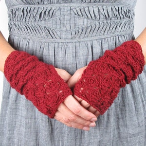 Red Gloves Red Fingerless Gloves Red Merino Cashmere Wool Blend Gloves image 2