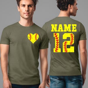Custom Softball Shirt, Personalized Number and Name Tee, Shirts for Men Women, Pocket Softball Mom Shirt, Softball Team Shirt, Game Day Tee