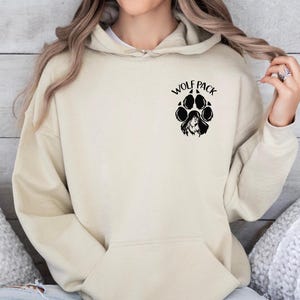 Wolf Pack Pocket Sweatshirt, Minimalist Animal Lover Gift, Nature Camping Hoodie, Wolf Pack Family Sweatshirt, Women Wolf Pack Hoodie