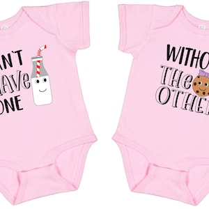 Zwillings-Baby-Body, lustige Milch und Keks-Zwillings-Body, bester Freund Zwillings-Baby-Body, Baby-Ankündigungs-Shirt, minimalistisches Geschenk für Zwillinge