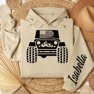 Custom American Offroad Hoodie, American Flag Sweatshirt, Offroad Forest Hoodie, 4WD Sweatshirt, Adventure Hoodie, USA Offroad Sweatshirt