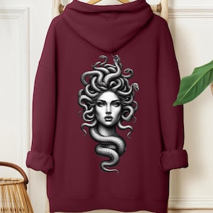 Medusa Snake Face Hoodie, Witchy Woman Sweatshirt, Greek Mythology Sweater, Mythology Gift, Goddess Medusa Hoodie, Snakes Head Witch Hoodie