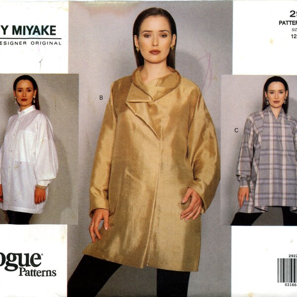 Vogue 2922 Designer Issey Miyake Loose Fitting Pullover Top Blouse Tunic Size 12 14 16 Uncut Vintage Sewing Pattern 1992