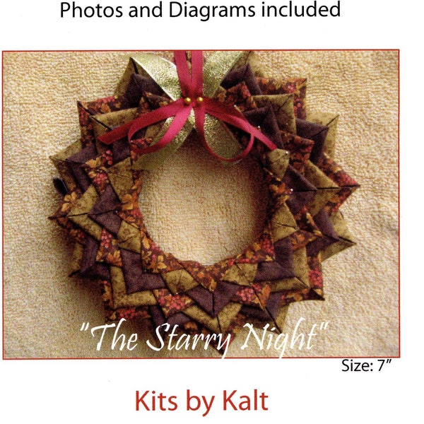 The Starry Night Quilted Holiday Ornament Wreath 7 Inches No Sew Pattern by Kits by Kalt