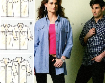 McCall's M6613 6613 Unisex Fitted Shirt Top Blouse Palmer Pletsch Size Sml-Lrg Uncut Sewing Pattern 2012
