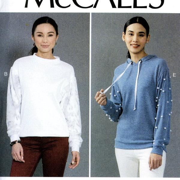 McCall's M7839 7839 Easy Knit Top Hoodie Sweatshirt Fleece Size Lrg-XXL 16 18 20 22 24 26 Uncut Sewing Pattern 2018