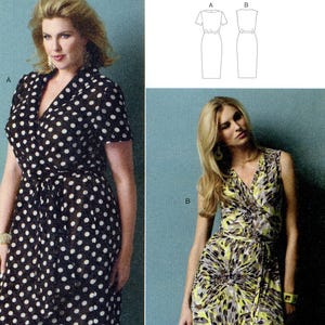 Butterick B5898 5898 Wrap Front Dress with Belt by Connie Crawford Size Xxl-6X Uncut Sewing Pattern 2013