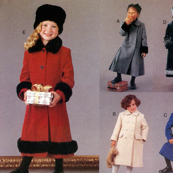 Vogue 7368 Girls Winter Coat and Hat Long Size 2 3 4 Uncut Vintage Sewing Pattern 2000