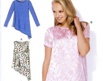 McCall's M7327 7327 Easy Pullover Top Shaped Hemline Size 6 8 10 12 14 Uncut Sewing Pattern 2016
