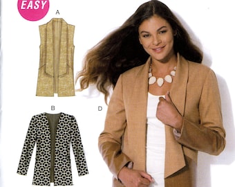 McCall's M7332 7332 Easy Vest Jackets Loose Fitting Size Xsm-Med 4 6 8 10 12 14 Uncut Sewing Pattern 2016