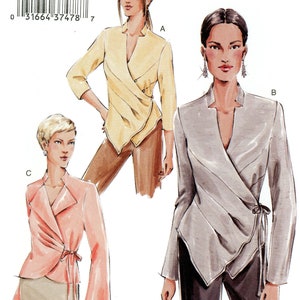 Vogue V7828 7828 Easy Wrap Front Blouse Shirt Top Fitted Front Tucks Size 18 20 22 Uncut Vintage Sewing Pattern 2003