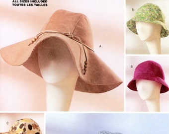Butterick 3787 Fashion Hats Floppy Baseball Bucket Cloche Sun Flap Cap Uncut Vintage Sewing Pattern 2003